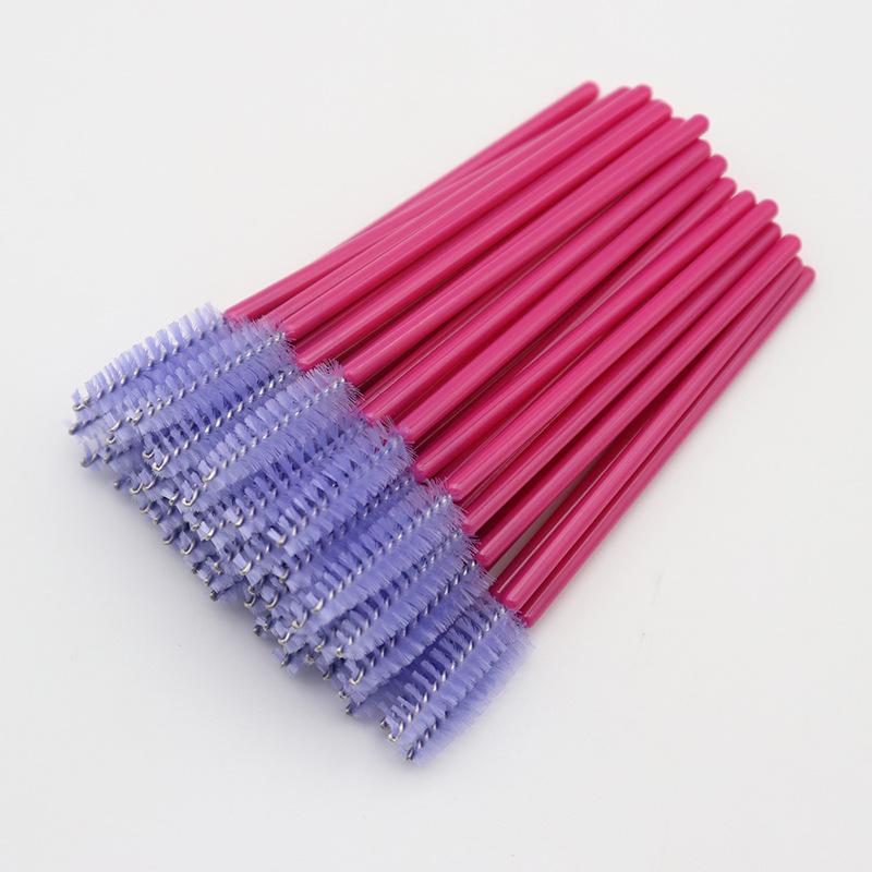 50-Pack Hot Pink Disposable Mascara Wands - Portable Eyelash & Eyebrow Brushes