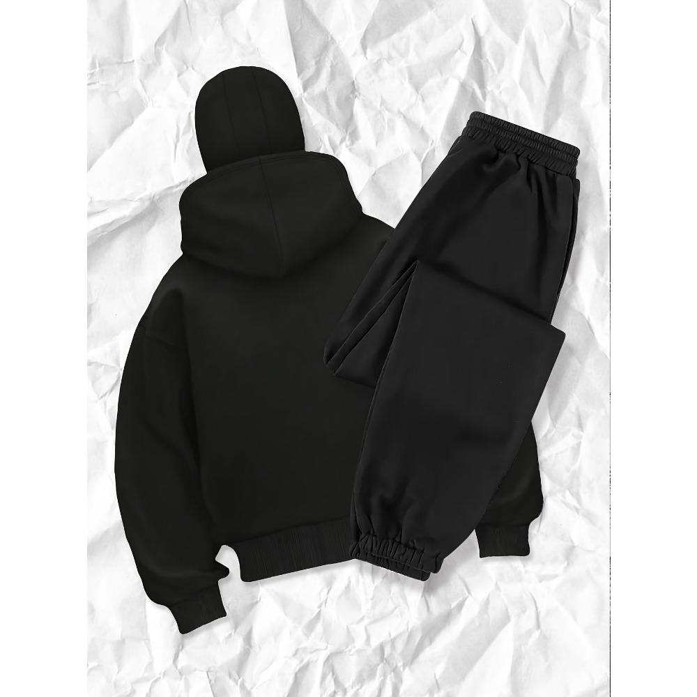 Slow Running Suit Zipper Hooded Sweatshirt Flame Pattern Skull Cross Bone Streetwear Set