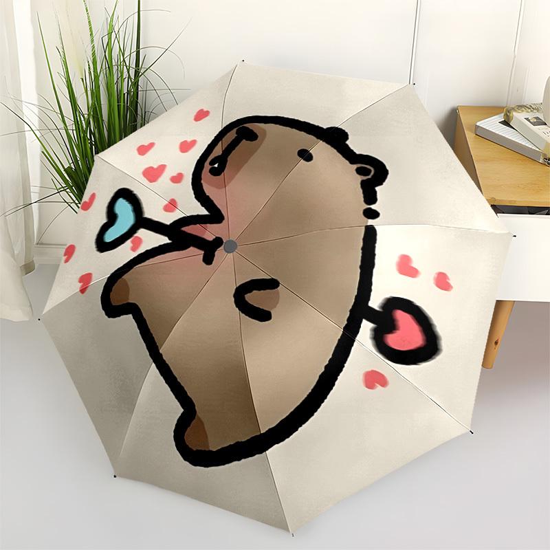 1PC Cute Capybara Automatic Open/close Umbrella with 8-Rib Structure for Women/Men, All-Season Use - Travel Essential, Stylish Accessory, Highquality