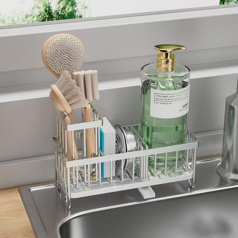 Stainless Steel Kitchen Sponge & Dishcloth Storage Rack with Drainer