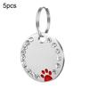 5 Stücke Haustier Hund Runde Anti-verloren Pfote Strass ID Namensschilder Ring Kragen Anhänger
