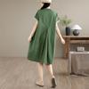 Short Sleeve Plus Size Cotton Linen Vintage New In Dresses for Women Casual Loose Long Summer Dress