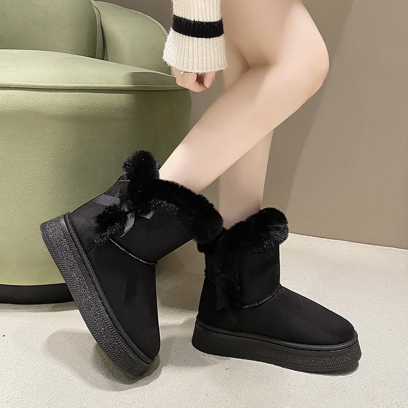 2025 Winter New suede Thick Sole Chelsea Snow Boots Women's Fashion All-in-one Thick Fleece Warm Snow Cotton Shoes 4545