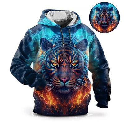 Men's Animal Print Sweatshirt Fashion Versatile Top Loose Hoodies Sweatshirts Men’s