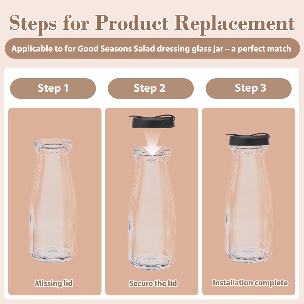 6Pcs Silicone Salad Dressing Jar Lid Easy Cleaning Closeable Cruet Glass Jar Cap for Home Restaurant Kitchen