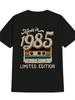 Men'S Casual Crew Neck T-Shirt with 1985 Vintage Tape Design - "Made In 1985" &