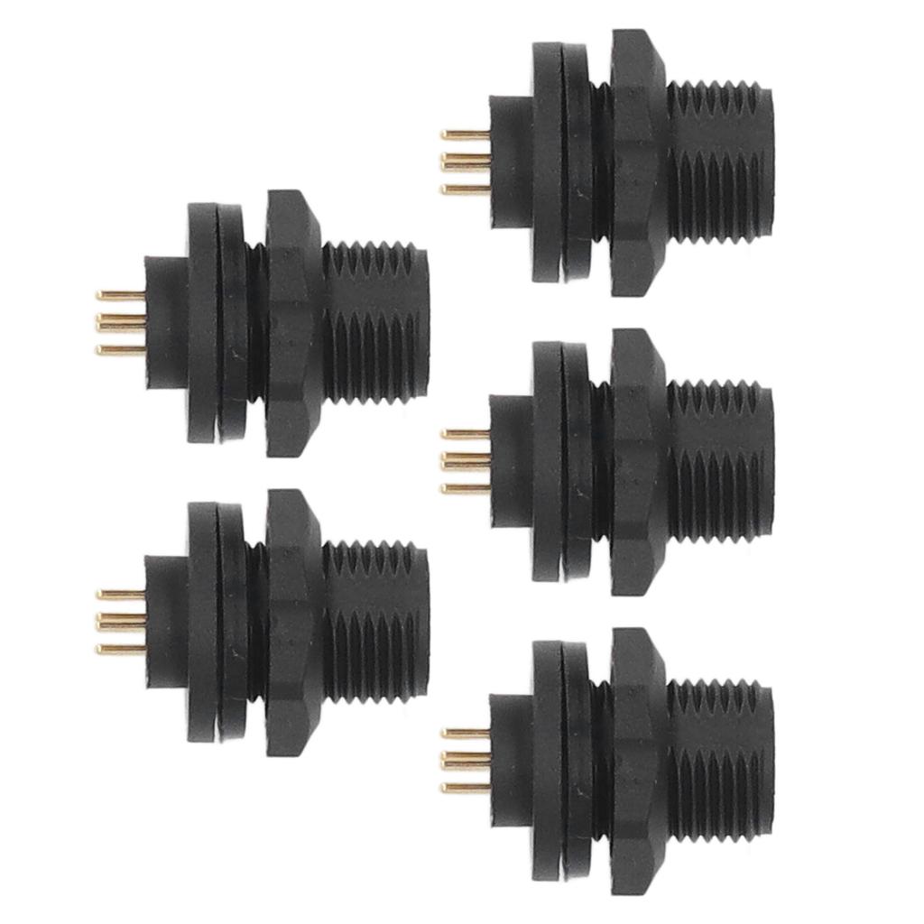 5 Stück E7 Gewindeplattenmontage Stifttyp Luftfahrtsteckverbinder 4 Adern 20AWG IP67 Wasserdicht Elektrisch