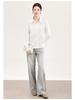 Women's Early Spring Loose Casual Lace Cotton Shirt with Bamboo Joint Design