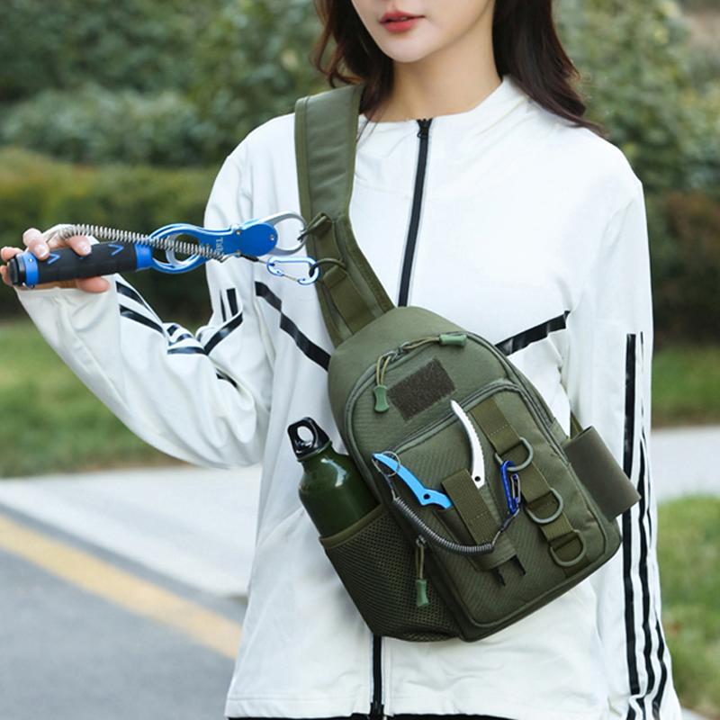 Ny Luya Brystveske Multifunksjonell Utendørs Sport Fritid Taktikk Lerret Crossbody-veske Vanntett Bærbar Oppbevaringsveske for Fiskestang