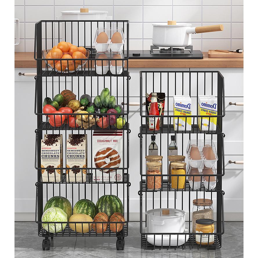 Cesto Frutta Verdura 6 Livelli Carrello Frutta Verdura 6 Livelli Impilabile - Cesti Metallo Con Ruote Per Cucina E Dispensa Porta Frutta Da Tavolo - Foto 3