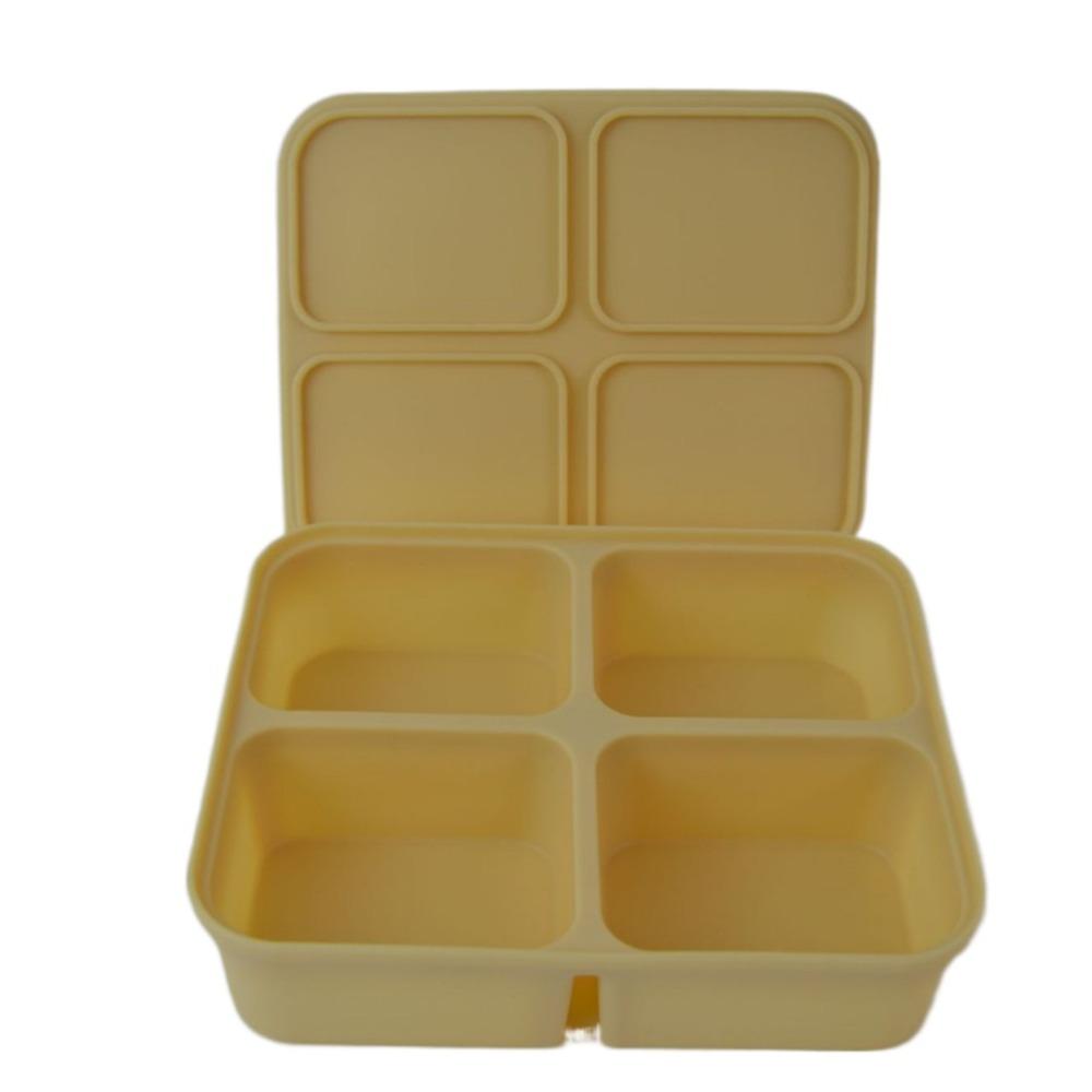 

Squared Shape Ice Cube Mold Silicone Baby Supplementary Food Mould Ice Cube Maker Freezer Yellow 4 Grid