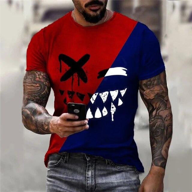 Fashion Casual Oversized Men's Clothes Short Sleeves Anime Hip Hop Plus Size 3D Printed T-Shirt O-Neck Tops