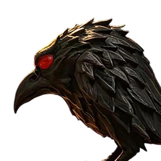 Gothic Crow Figurine, Resin Raven Statue with Red Eyes, Dark Raven Desktop Decorations, Halloween Ornaments Unique Goth Gifts