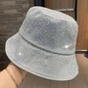 Summer Sun Hat Foldable Outdoor Hat With Rhinestones Decors Sun Protections Fisherman Hat For Women Travel Vacation Wear