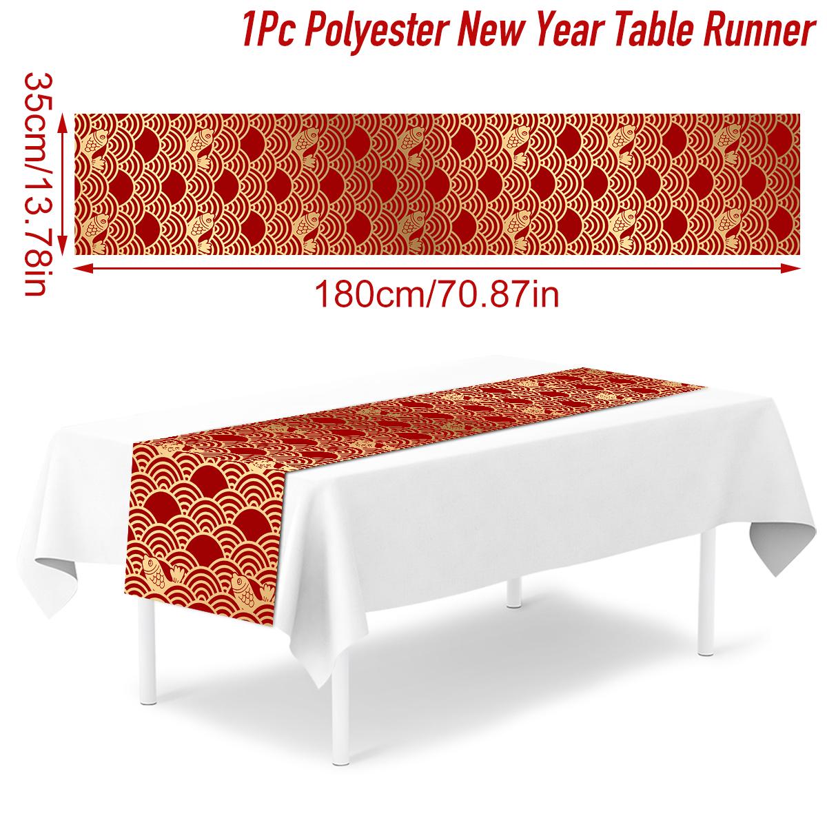 

2025 Chinese New Year Red Table Runners Table Cover Chinese Happy New Year Dragon Year Party Decoration Table Cloth