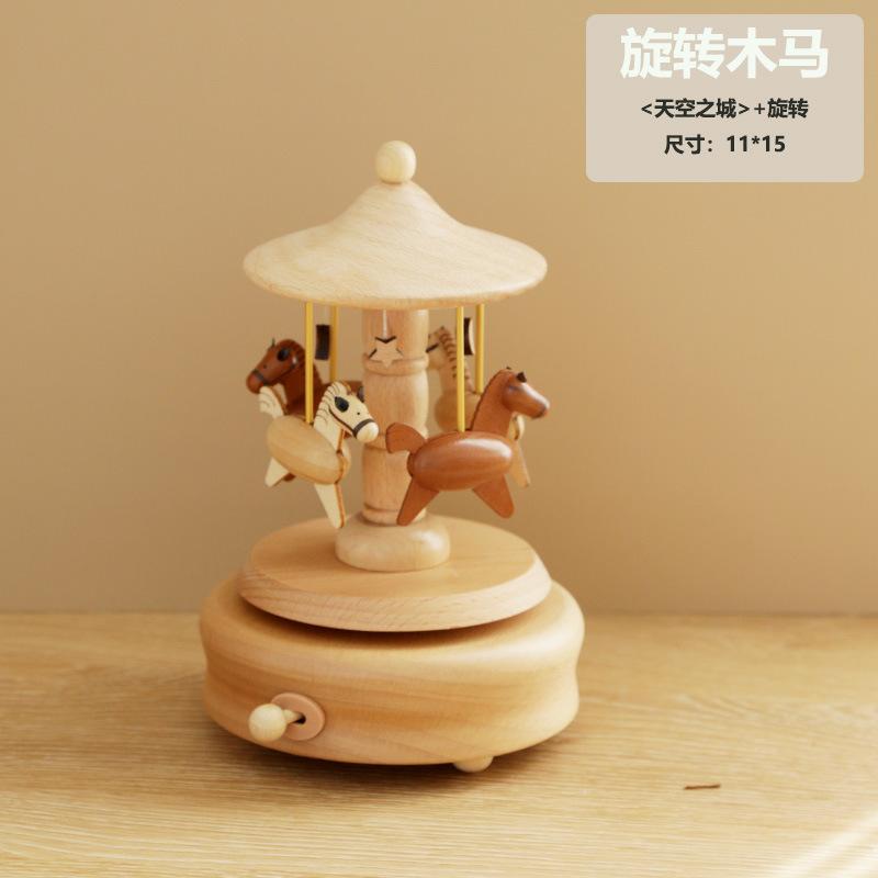 Wooden Musical Box Wooden Rotating Music Box Handcrafted Melody Box for Collectors & Gifts