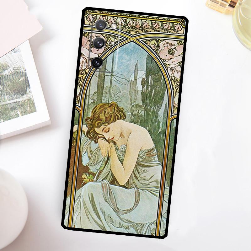 Alphonse Mucha Painted Case For Samsung Galaxy S24 Ultra S21 S22 S23 Plus S20 FE S8 S9 S10 Note 10 20 Ultra Cover Galaxy S10e