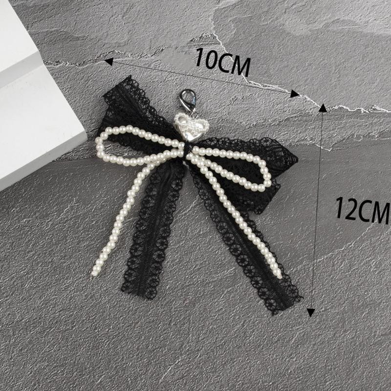 Lace Bow Imitation Pearl Keychain Removable Shoe Buckle Bag Pendant Accessories Heart Pendant Aesthetic Key Holder Gifts