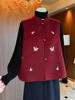 Retro Red Wool Vest Jacket for Young Mothers - New Year Style