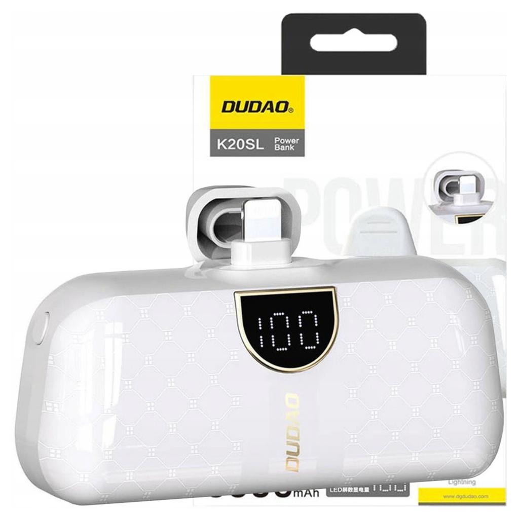 Powerbank Dudao K20Sl 5000Mah Mini Ze Złączami Lightning / Usb-C - Biały