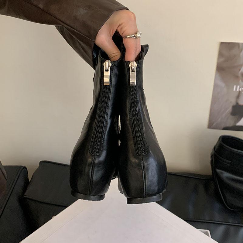 Fashion Female Zippers Ladies Chelsea Ankle Boots With Height Increasing Fashion Pointed Toe Footwear Women Short Boots Shoes lady