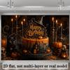 2D planar Halloween-themed birthday party banner background. Halloween style birthday theme with decorations.zyc
