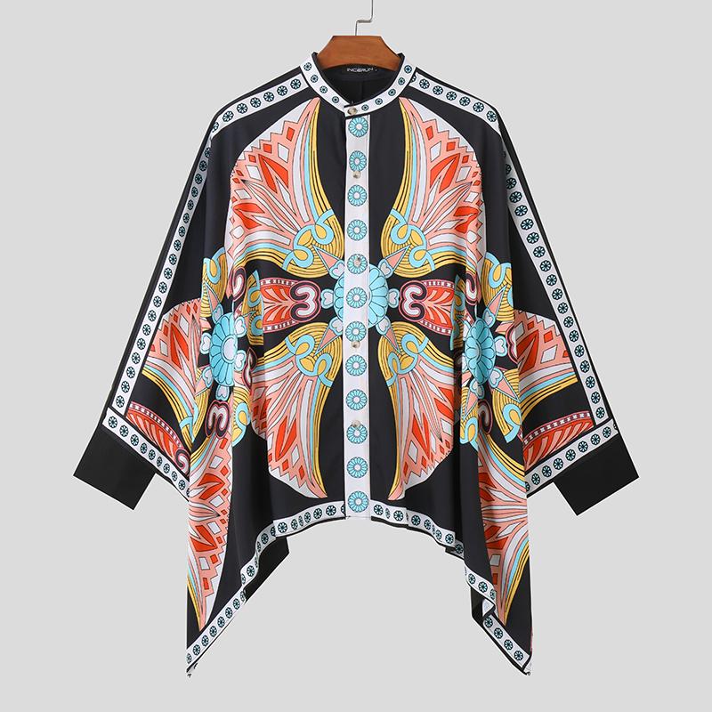 

INCERUN Мужские рубашки свободного покроя с рукавами «летучая мышь» и цветочным принтом M красный