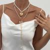 IngeSight.Z 3Pcs/Set Boho Conch Cross Pendant Necklace Women Imitation Pearl Layered Chain Necklace Summer Beach Neck Jewelry