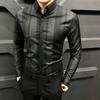 Business Casual Herrenhemden Herbst Revers Gestreift Kontrastfarbe Knopf Koreanischer Trend Mode Büro Soziales Langarm Slim Tops