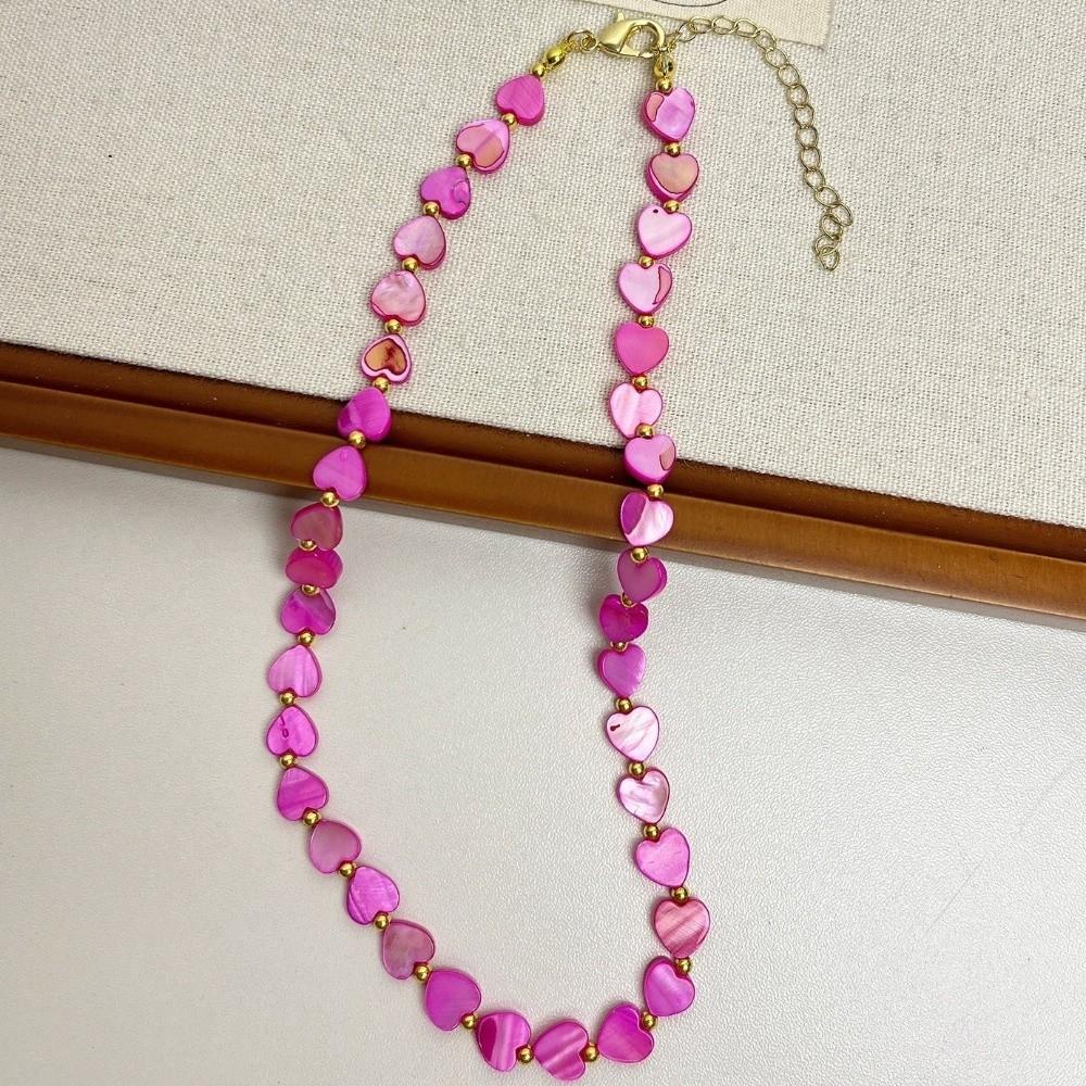 Adjustable Heart Beaded Necklace Ornaments Collarbone Chain Girls Couple Gift