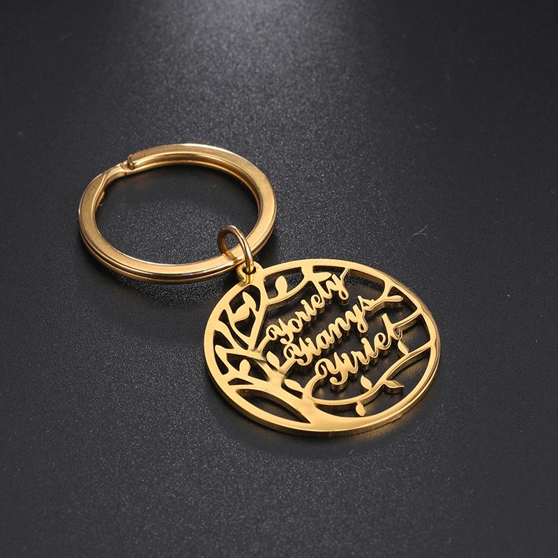 Custom Keychain Personalized Tree of Life Key Chain For Men Stainless Steel Key Ring Jewelry Boyfriend Christmas Gift