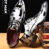Pointed-toe Men's Business Leather Shoes with Laces Shiny Leather Casual Oversized Versatile Shoes