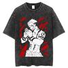 Jujutsu Kaisen Cotton T-shirt Streetwear Washed Black Oversized Short Sleeve Casual Daily Wear Logo Typography Art