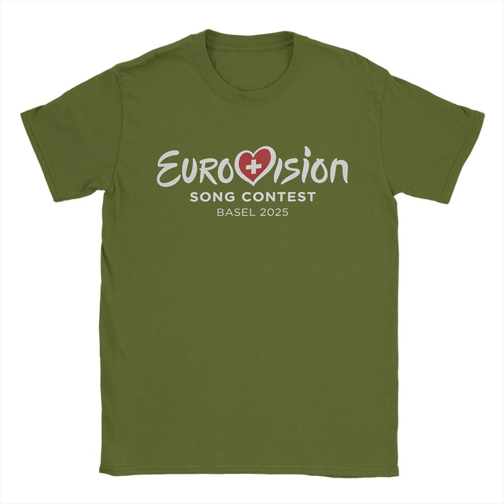 E-Eurovisions Song Contest 2025 T-Shirt für Herren, 100 % Baumwolle, lässige T-Shirts, Schweiz-T-Shirts, kurzärmelig, Merchandise-Artikel, Übergröße