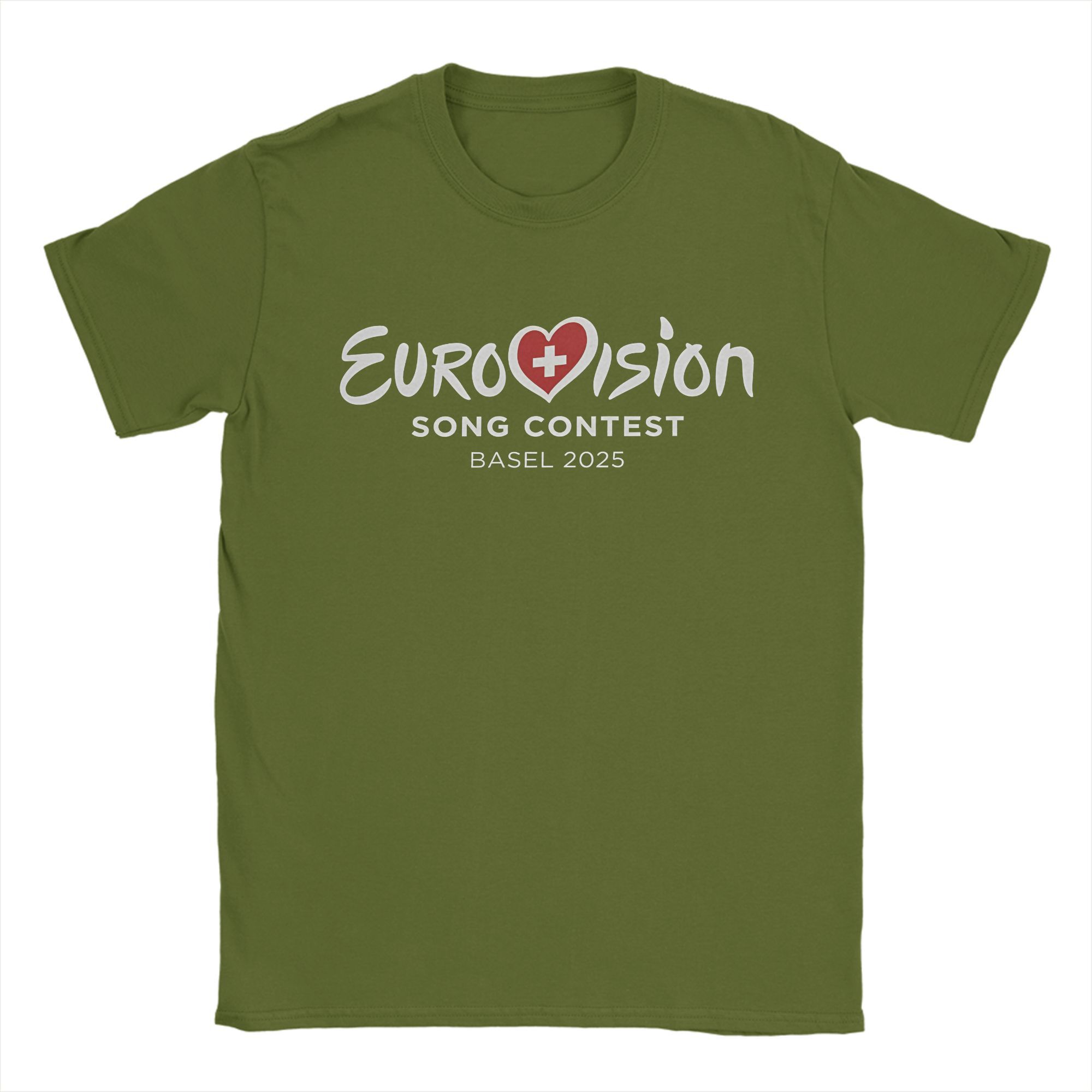 

Футболка E-Eurovisions Song Contest 2025 для чоловіків 100% бавовна повсякденні футболки Швейцарія футболки з коротким рукавом мерч великий розмір M