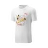 Li Ning Badminton Series Letter Round Neck Comfortable Breathable Versatile Short Sleeve T-Shirt Unisex Tops Standard-White AHSV773-2