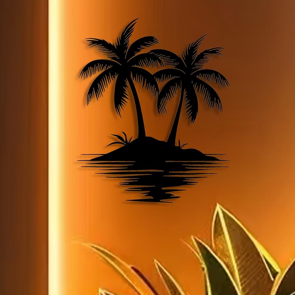 Tropical Beach Metal Wall Art Palm Tree Silhouette Iron Decor Coastal Living Room Bedroom Housewarming Gift