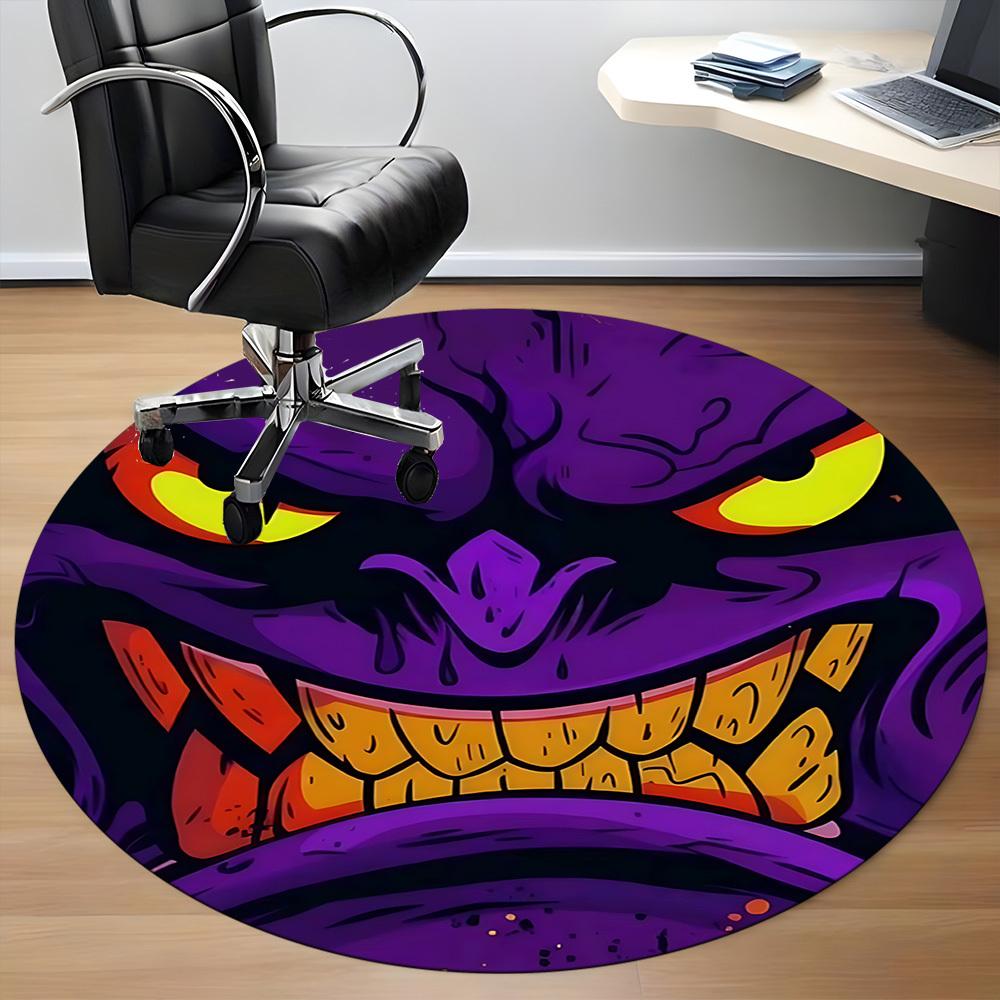 1PC Monster Face Office Round Area Rug, Indoor Mat Suitable ForOffice, Under Office Chairs Bedroom Living Room Home Decor, Room Deco,  f016