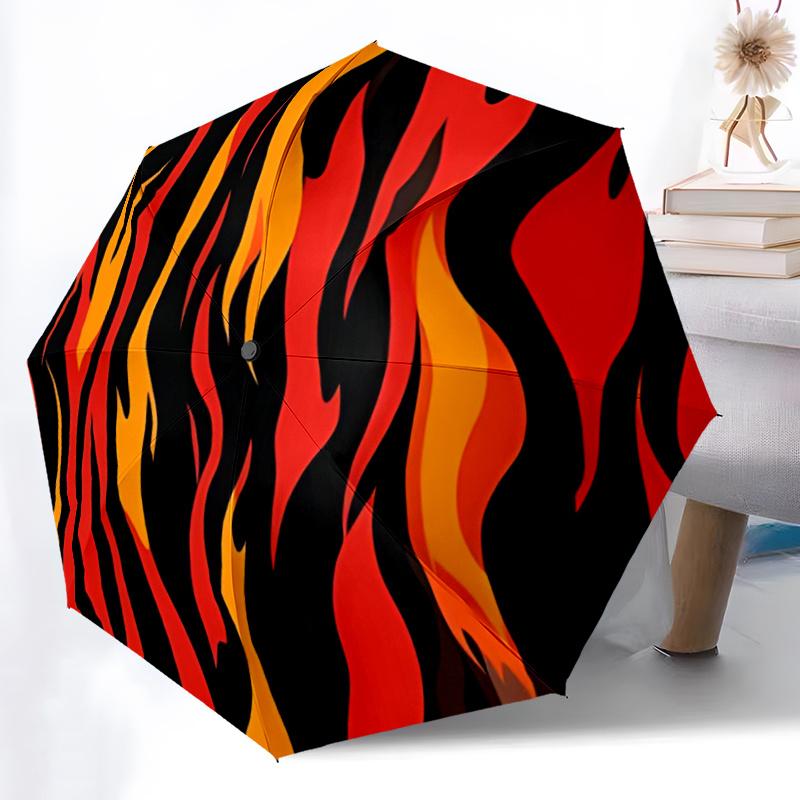 1pc Flame PatternAutomatic Open/close Umbrella, 8-Rib Sturdy Structure, Portable Travel Umbrella, Parties, Everyday Usec62