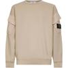 Badge Round Neck Drop Shoulder Long Sleeve Sweatshirt Men Sweatshirt Khaki K2S156100008S0A20-V009A