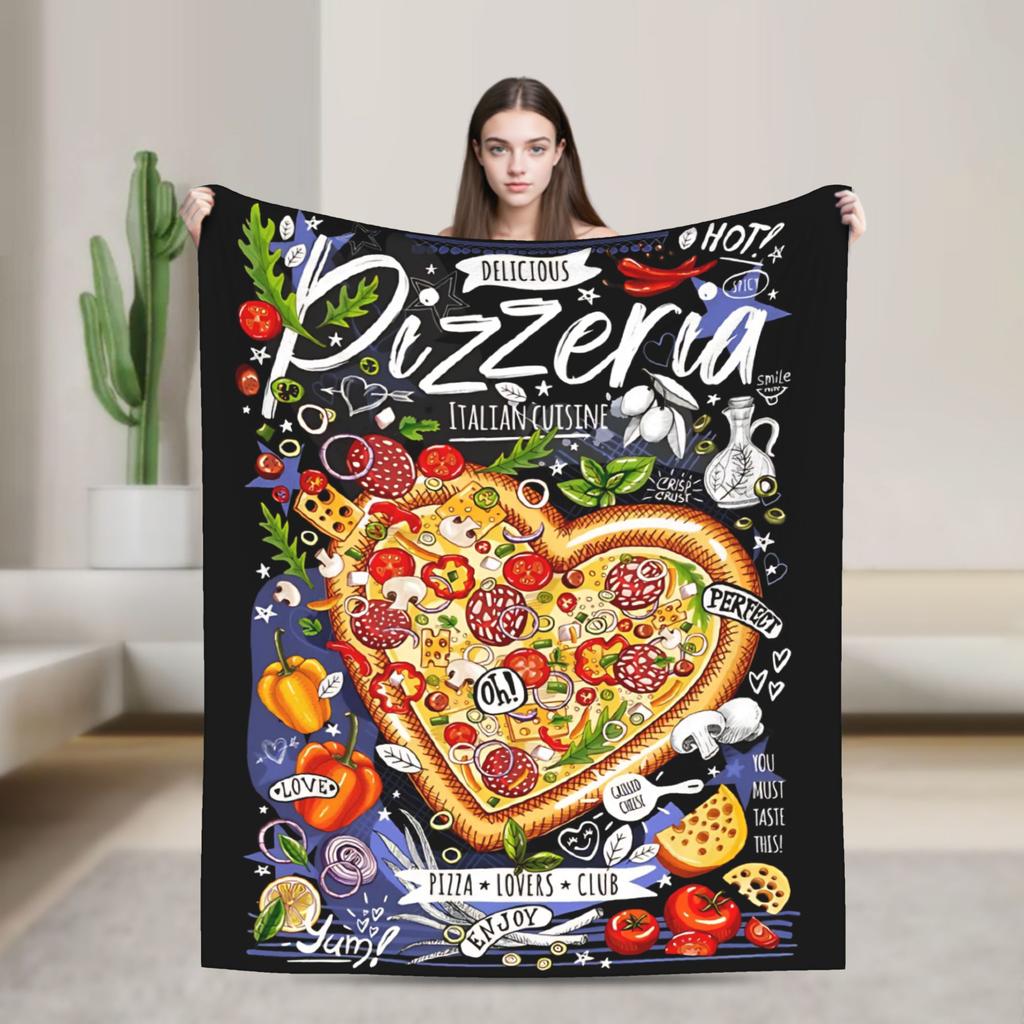 Fast Food Yummy Burger Pizza Doughnut Blankets Coral Fleece Plush All Season  Multi-function Soft Throw Blanket for Sofa