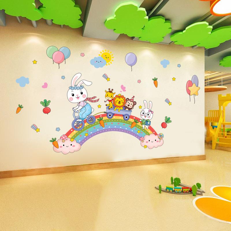 Rainbow rabbit bicycle wall decoration sticker wall sticker XY9054