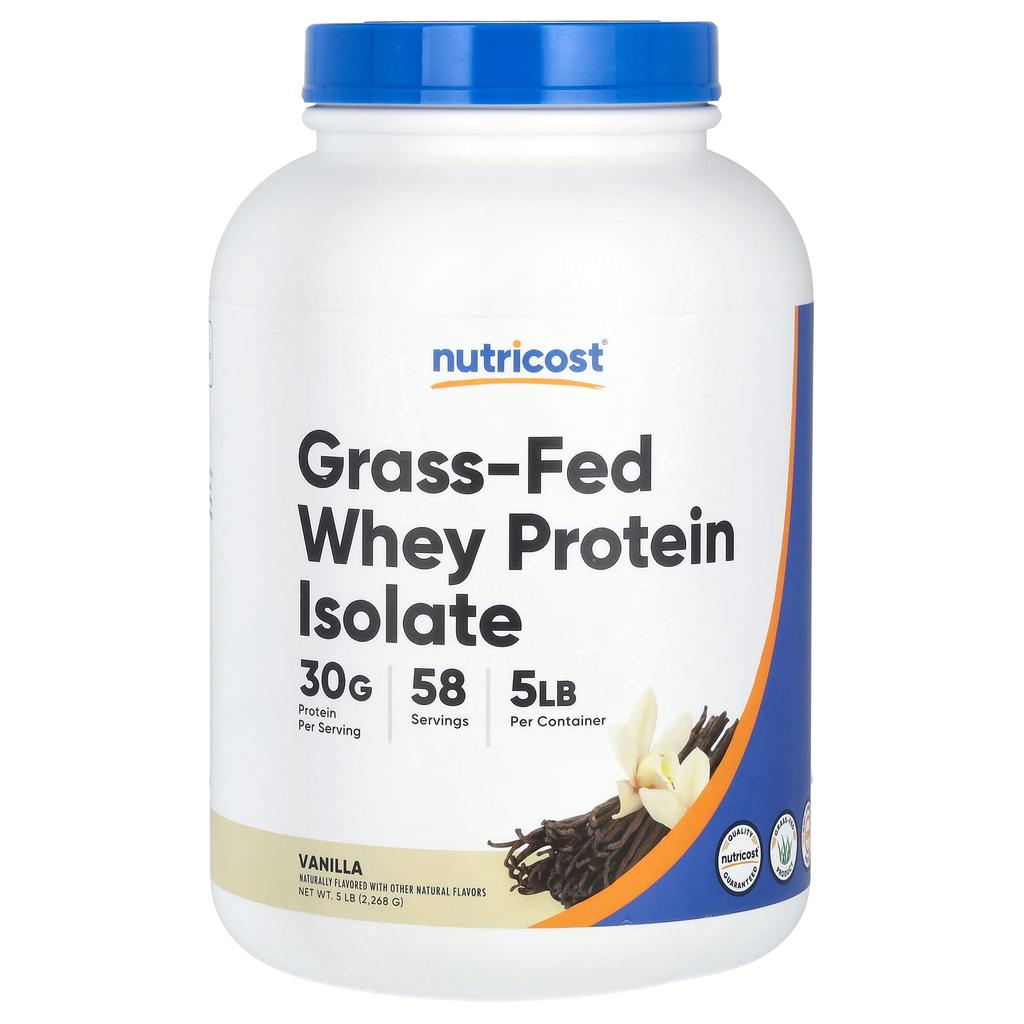 Grass-Fed Whey Protein Isolate, Vanilla, 2,268G (5Lb)
