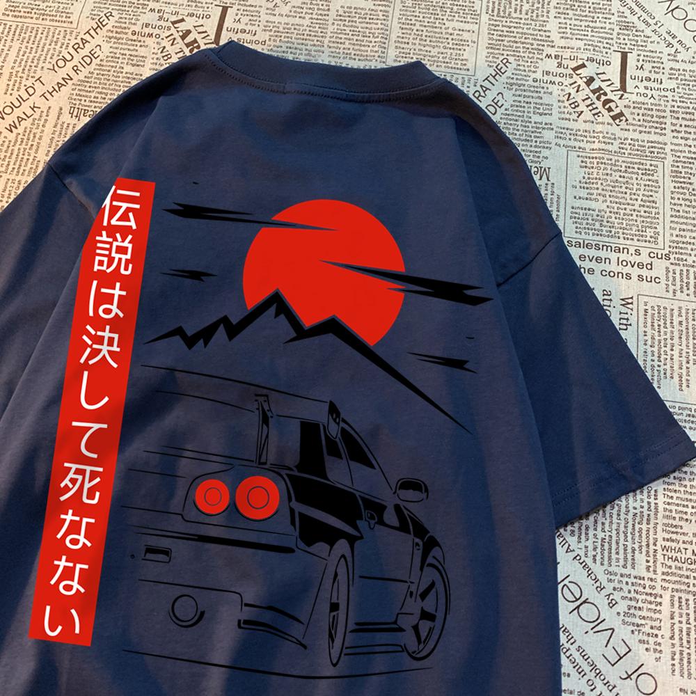 Japanese Car Funny Original Design Men's T-shirt Cotton Clothes Loose Breathable Short Sleeves Summer Oversized T-shirt