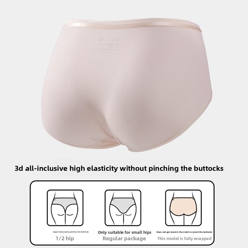 Women's Spring and Autumn 10A Antibacterial Extended Crotch Breathable Mid Waist Briefs