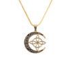 Vintage Viking Celtic Hollow Geometric Moon Pendant Necklace Unique Personalized Fashion Jewelry For Women Men Gift