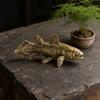 Fish Figurines Gold Metal Animal Figurine Statue Feng Shui Sculptures Toy Decorative Collectible Home Office Decors