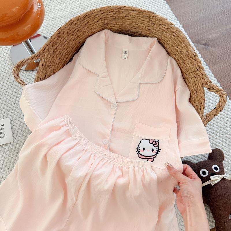 Summer new pajamas women's short-sleeved shorts thin cloud cotton cartoon cute large size Korean version loungewear
