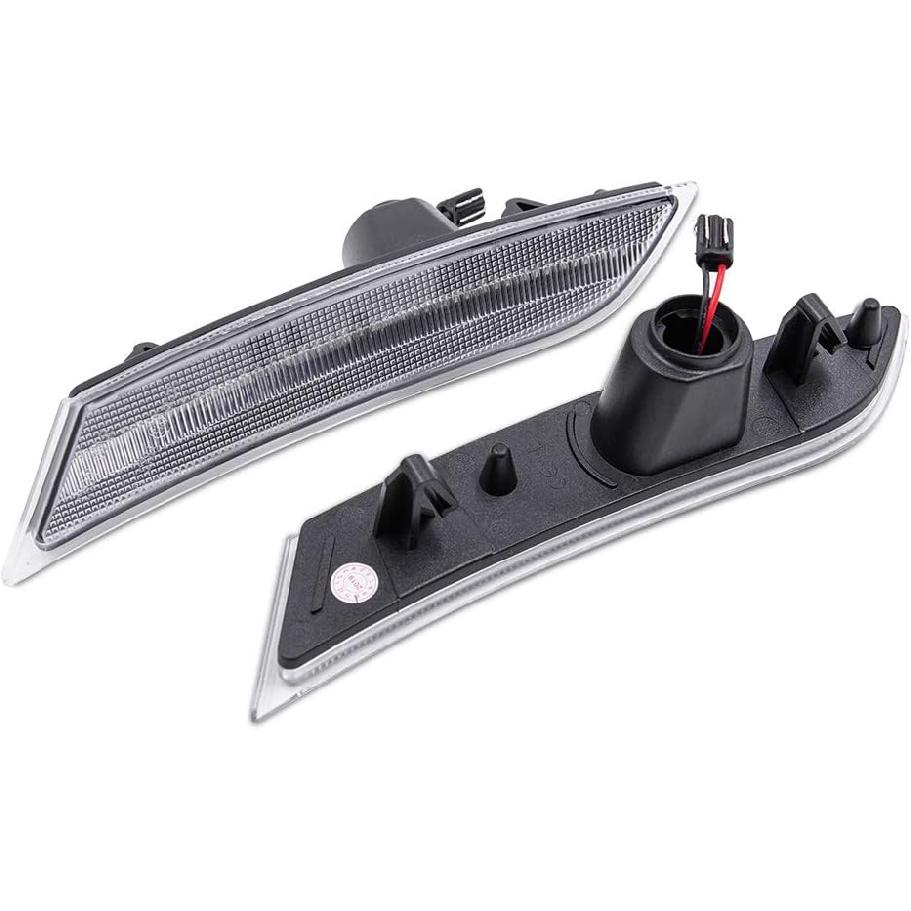 LED Front Side Marker Lamps Replacement for Cadillac XTS 2013 2014 2015 2016 2017 Clear Lens Amber LED Turn Singal Lights Kits Replace OEM Sidemarker