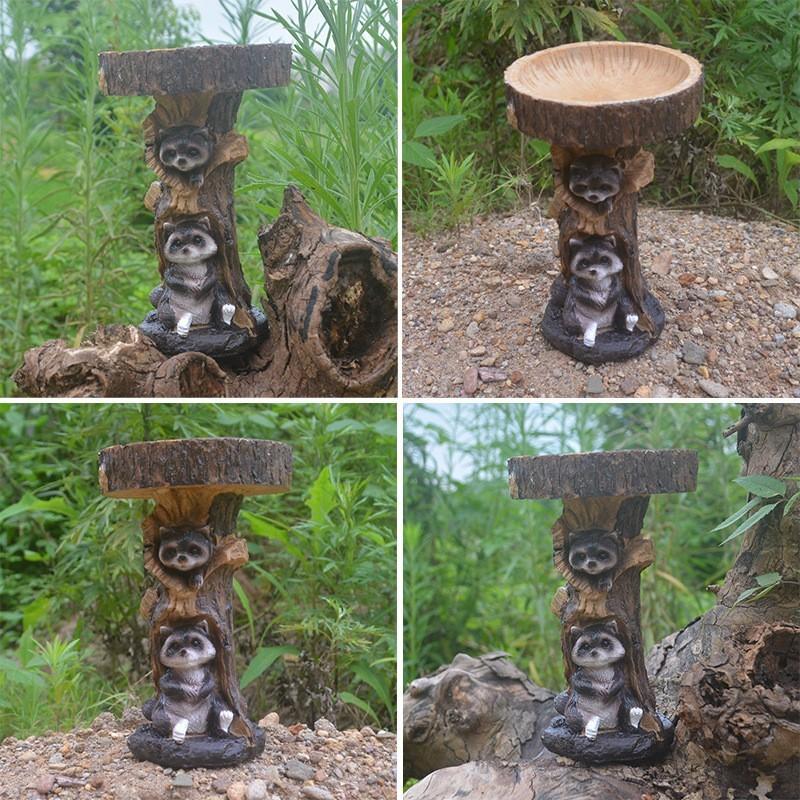 Garden Animal Resin Bird Feeder With Decorative Sculpture For Outdoor Water Features